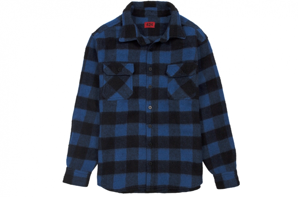 424-color-button-up-blue-black-plaid